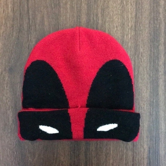 Other - Marvel Deathpool Red Beanie with Black Eyes